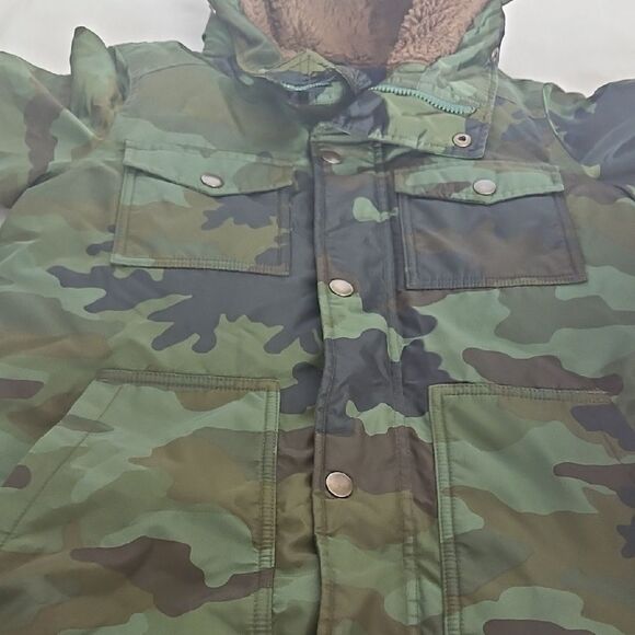 Crewcuts Green and Brown Puffer Jacket with Hood - Picture 15 of 16